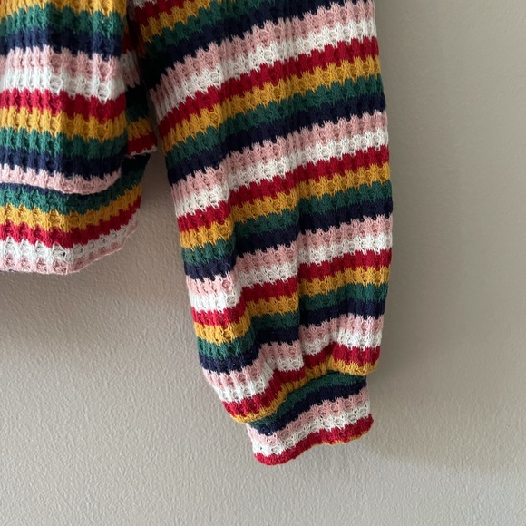 Rainbow Multi Stripe Balloon Sleeve Sweater Top NWOT - Picture 8 of 9